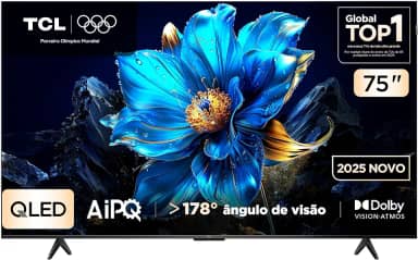 Smart TV TCL 75 Polegadas QLED 4K P7K WiFi Bluetooth Google TV HDR10+ Dolby Atmos Dolby Vision 75P7K