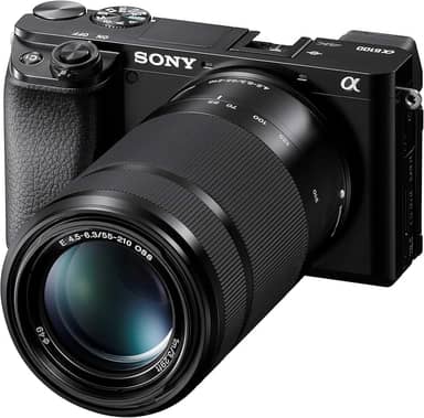 Sony Câmera sem espelho Alpha A6100 com lentes zoom de 16-50 mm e 55-210 mm, ILCE6100Y/B, preta