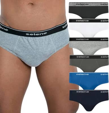 Kit 6 Cuecas Slip Algodão Elástico Boxer Selene Algodão Masculino Adulto