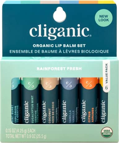 Cliganic Lip Balm Protetor Labial Organic 100% Natural - Kit com 6 Unidades