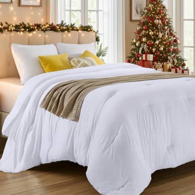Utopia Bedding Edredom King acolchoado alternativo para todas as estações - Enchimento de edredom com abas de canto - Lavável na máquina - Edredom de cama - Branco