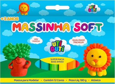Utiguti Massa de Modelar Soft Estojo com 12 Cores 180G