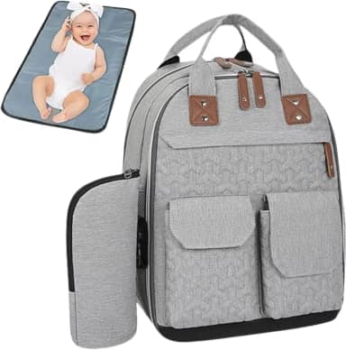 KIT Mochila Maternidade + Trocado de Fraldas + Porta Mamadeira e Bolsos Térmicos p/Meninos e Meninas Coisas Essenciais p/Bebês e Mamãe