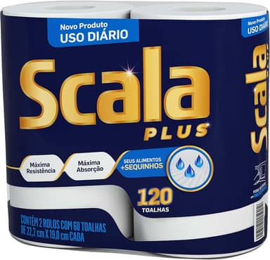 Scala Plus Papel Toalha, 120 Toalhas (2 Rolos de 60 Toalhas Cada)