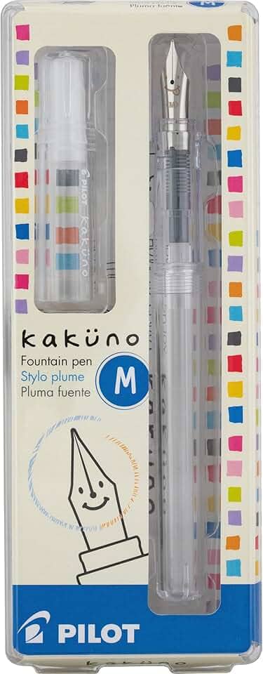 PILOT Caneta-tinteiro Kakuno, corpo transparente, ponta média (10822)