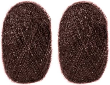 CAMAL Fio de poliéster para panos de prato para suprimentos de crochê, fio de tricô colorido brilhante para panos de prato, artesanato DIY, 2 pacotes 109 jardas por novelo (café)