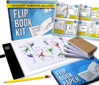 Kit de flip book – caixa de luz LED para desenho e rastreamento e papel de animação de 240 folhas para flip books I Arts and Crafts para meninas e meninos A5 Flipbook Kit: caixa de luz LED e flip book Flipbook Light Pad