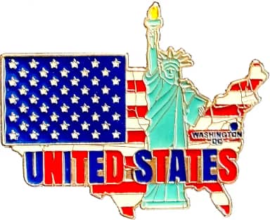 Imã Geladeira Estados Unidos de Metal com Bandeira Orlando Nova York Las Vegas Los Angeles