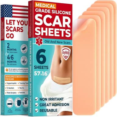 Folhas De Cicatriz De Silicone De Grau Médico - 6 Unidades (5,7”X1,6”) - Diferença Visível Em Marcas Cirúrgicas E Queloides - Tiras De Silicone Reutilizáveis Para Cicatrizes De Cesárea - Tira