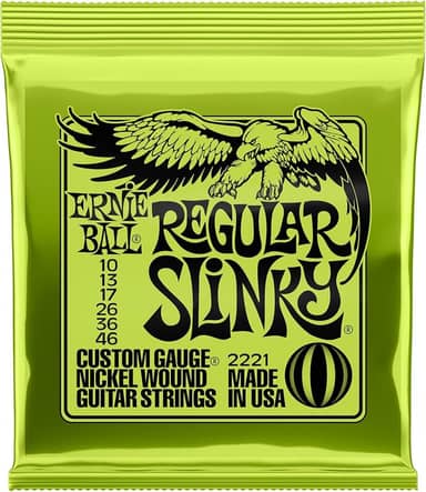 Cordas para guitarra elétrica Ernie Ball Regular Slinky, revestimento de níquel, calibre 10-46