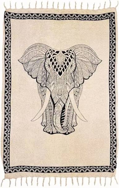 Canga Praia Poliéster Diversas Estampas Divindades Africanas Indianas Budistas Beach Bali Moda Praia (Elefante Frontal Areia)