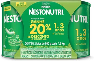 Kit com 2 Fórmula Infantil Nestonutri 1 a 3 anos 800g