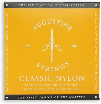 Augustine Strings Classic Gold - Cordas de guitarra clássica de tensão média - A corda de nylon original - 1 conjunto