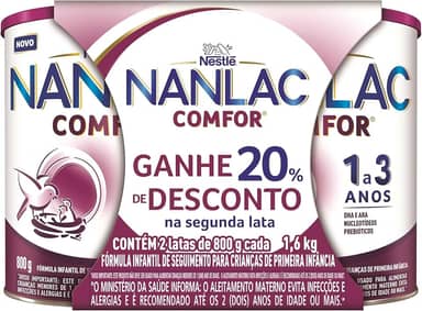 Fórmula Infantil Nanlac Comfor 1 a 3 anos 800g 2 unidades