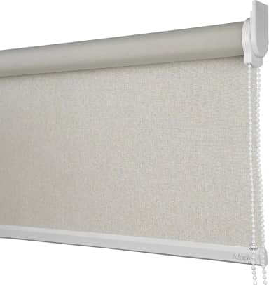 Cortina Persiana de Rolo, Rollon, rolô Blackout, black out, blacaute (Linho Natural - Acabamento Branco, 0,80 (lar) x 1,40 (alt) - SEM BANDÔ)