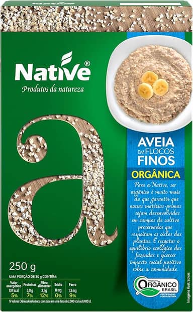 Aveia em Flocos Finos Orgânica, Native, 250 g