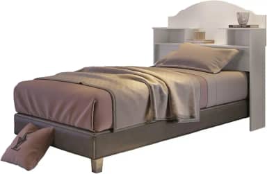 Cabeceira Solteiro para Cama Box Evelyn com Nichos, 95 x 107 x 23 cm (BRANCO)