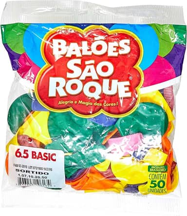 KuPro Balão Classic N.065, Cores Sortidas, 50 Unidades, Festa, Crianças, Unissex