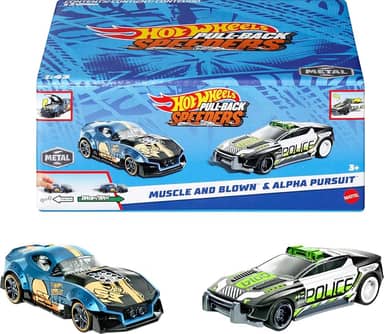 Hot Wheels, Pullback Speeders, Conjunto Sortido com 2 Carrinhos de Fricção de Escala 1:43, A partir de 3 Anos (Não é Possível Escolher o Modelo)