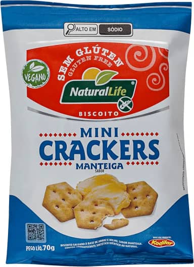 Biscoito Mini Crackers Natural Life - Sabor Manteiga - Sem Glúten - Vegano - 70g