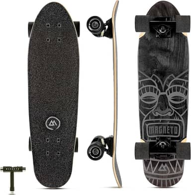 Magneto Skate completo | 69,8 cm x 19 cm | 6 camadas de bordo canadense duplo chute concave deck | skate infantil skate cruiser | skate para iniciantes, adolescentes e adultos