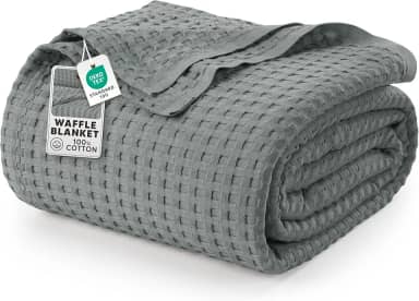 Utopia Bedding Cobertor de waffle cinza frio 100% algodão 300 g/m2 [Queen - 227 x 234 cm] Cobertor de cama macio leve e respirável para todas as estações