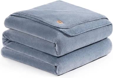 UGG Cobertor de pelúcia casal/queen, cobertor fofo de lã para cama, cobertor luxuoso e aconchegante para sofá, roupa de cama queen hipoalergênica lavável, 228 x 228 cm, azul jeans (branca)