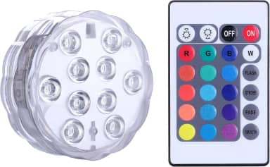 Luzes LED submersíveis com controle remoto alimentado por bateria, luz RGB multicolorida à prova d'água para piscina, base de vaso, spa, aquário, lago, banheira de hidromassagem, decoração,