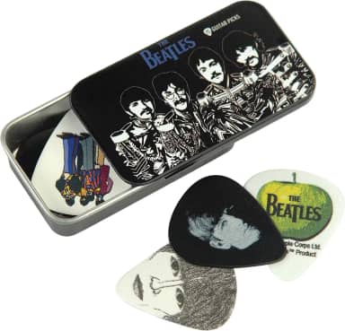 Palheta para guitarra D'Addario Accessories Beatles, colecionáveis com lata, pacote com 15, Sgt. Pepper