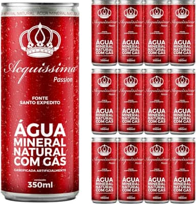 Kit 12 Água Mineral Natural Acquissima Passion 350 ml Lata, Fonte Santo Expedito