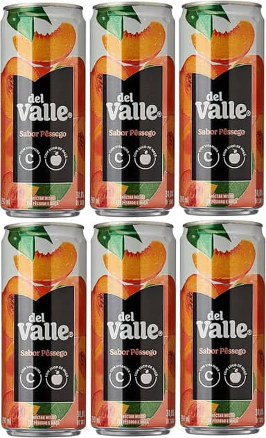 Pack de Del Valle Suco Sabor Pêssego, Lata 290ml 6 unidades