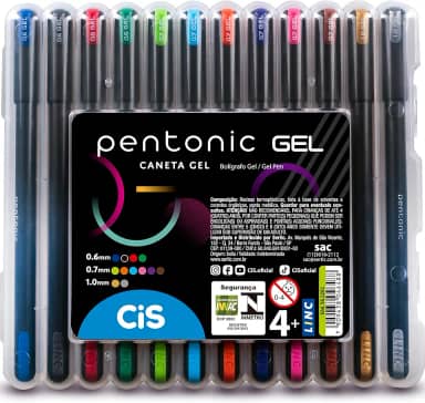 Caneta Gel Pentonic, Estojo com 12 cores sortidas