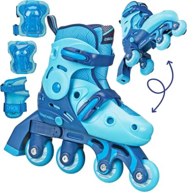 Roller Derby Switch Skates for Beginners, 2 in 1 Adjustable Skates Convert from Learn Mode to Inline Skates for Toddlers, Kids