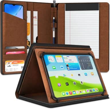 KHOMO Capa universal Padfolio – Carteira organizadora para tablet 8,5 até 11 polegadas – Pasta de couro PU para iPad, Air, Pro e outros