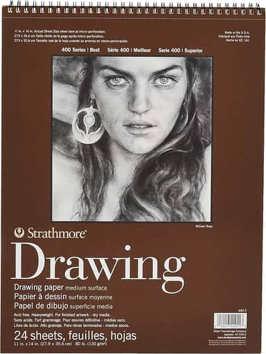 Strathmore Bloco de papel espiral para desenho médio 28 cm x 35 cm - 24 folhas - 400500