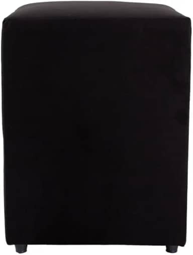 Puff Decorativo Cubo Grande, 45x34x34cm, Estrutura em Madeira, Revestimento em Suede, para Sala, Quarto, Escritório (Preto, Grande)
