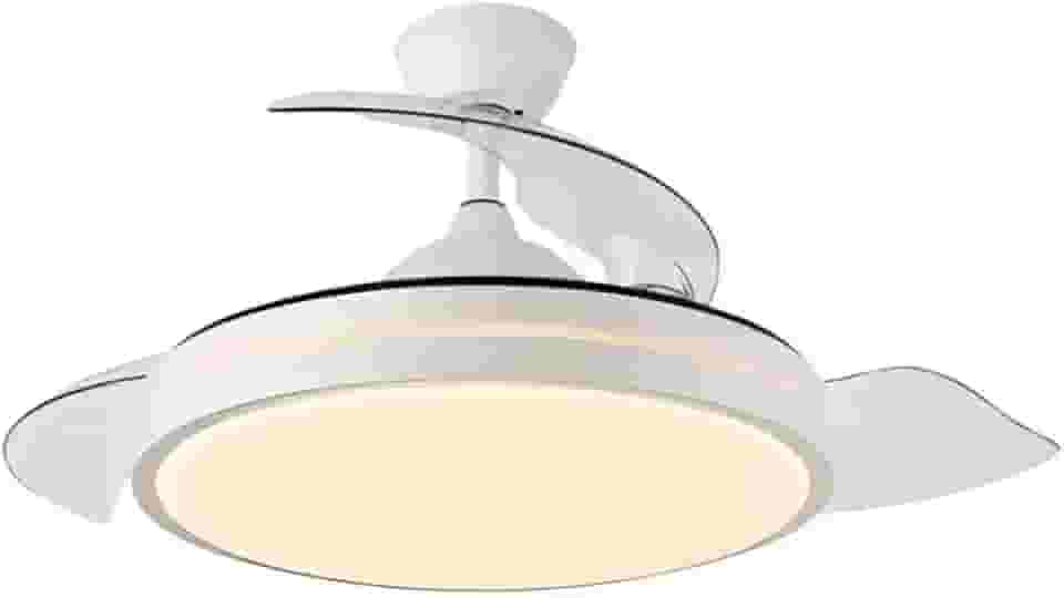 Ventilador de Teto LED 3 Pás Retrátil Potente Branco, 3 Cores de luz, Controle Remoto, Alto Padrão Great Home 127V/220V