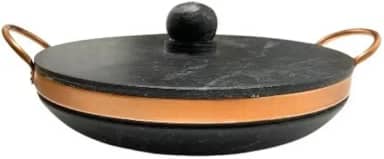 Frigideira Paella de Pedra Sabão 28 Cm Com Tampa