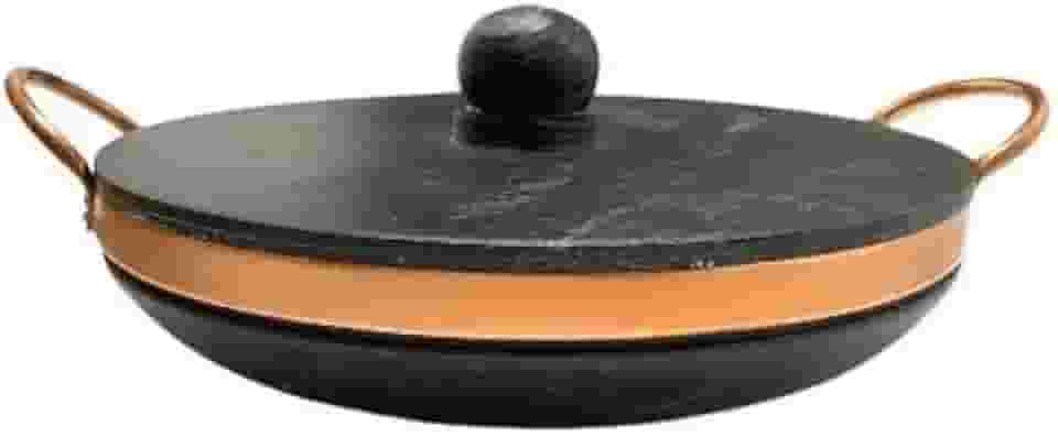 Frigideira Paella de Pedra Sabão 28 Cm Com Tampa