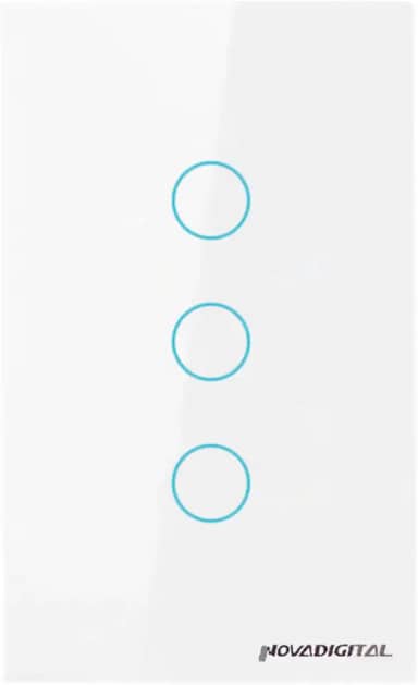 Interruptor Inteligente ZigBee 3 Botões Touch NovaDigital Branco Compatível Alexa Tuya Smart Life