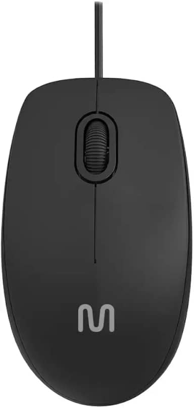 Mouse Com Fio MF400 Conexão USB 1200dpi Cabo de 180cm 3 Botões Clique Silencioso Preto Multi - MO386