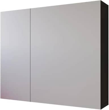 Espelheira Suspensa Klein Moderna com Prateleiras para Banheiro - JM3 Móveis (Preto/Nature)