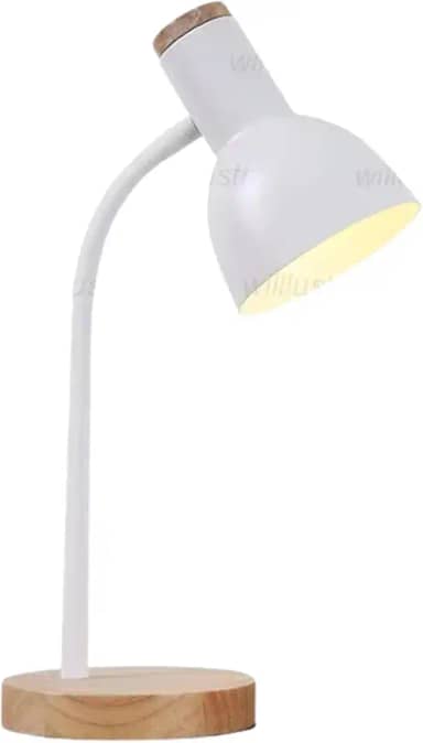 Luminária de Mesa Retrô com Braço Articulado, Bivolts, Base de Madeira, Em Aço Inox Luz LED, Resistente, Para Leitura, Mesa, Cabeceira, Estudar, 110/220V, Lampada Relaxante (Branco)