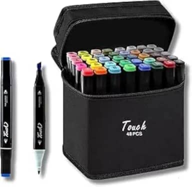 Estojo Caneta Marcador Touch para Colorir Desenho Boobie Goods Profissional, Ponta Dupla, Codificados por Cores, Caixa de Bônus marcadores artisticos, Canetinha Coloridas para Boobie Goods (48 Cores)