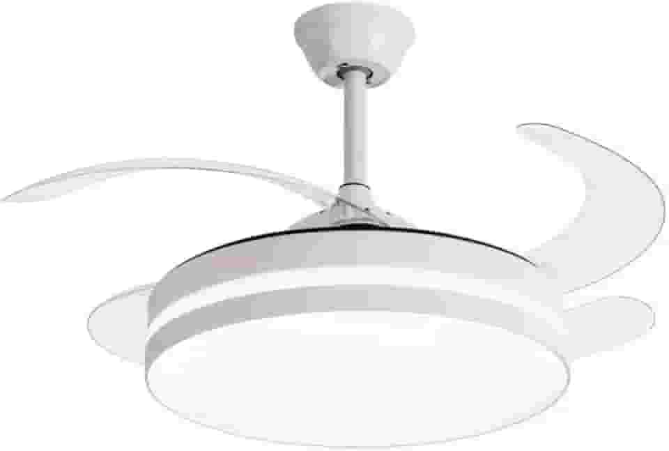 Ventilador Retrátil Led 3 Cores De Luz Silencioso Moderno Branco