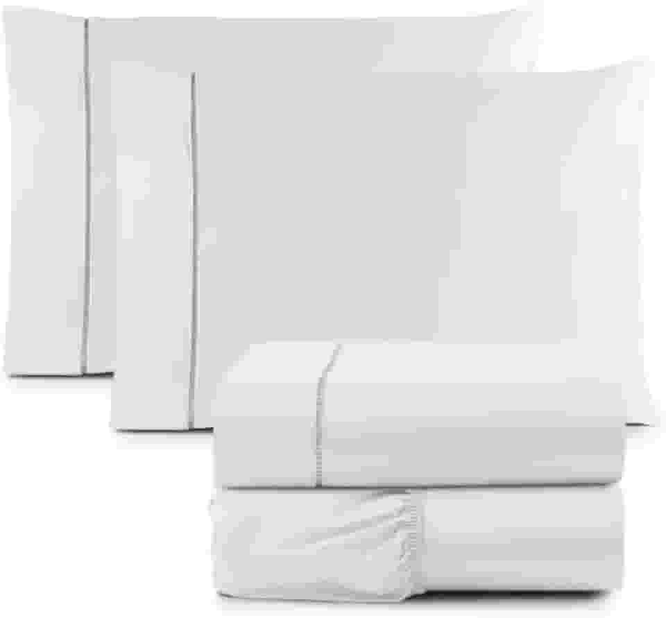 Jogo Lençol Casal Queen Toque Macio 4 Peças Percal 600 Fios Branco