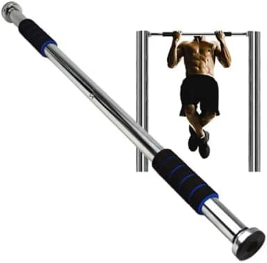 Barra De Exercícios e Musculação Ajustável Fixa Porta Parede (Preto)