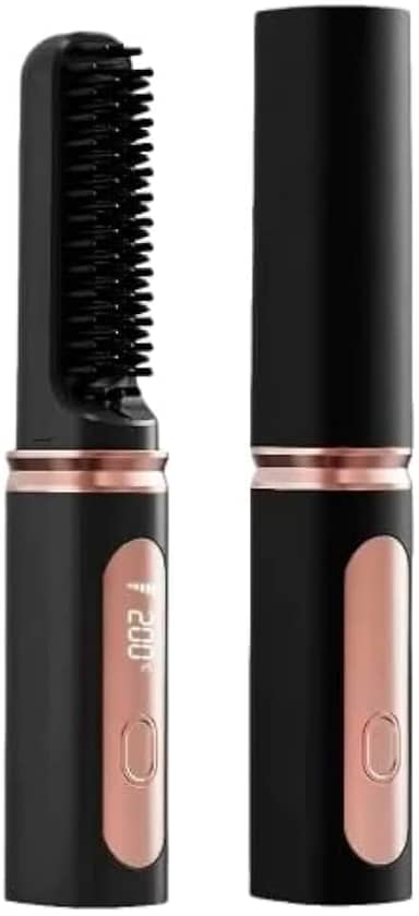 Escova Alisadora Recarregável Modeladora com 3 Cores e Sem Fio - Estilosa, Prática e Perfeita para Presente(preto)