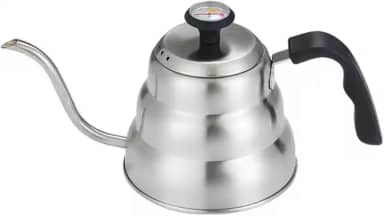 Chaleira Bico de Ganso 1 Litro com Termômetro Integrado – Aço Inox ou Preta Fosca – Ideal para Café Coado, Hario V60, Chemex e Métodos de Infusão (Inox)