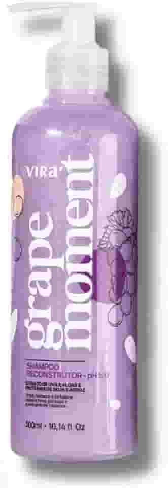 Shampoo Grape Moment Shampoo Reconstrutor, 300ml, para Cabelos Porosos e Fragilizados, com Proteínas Vegetais e Extrato de Uva - Virá Cosméticos